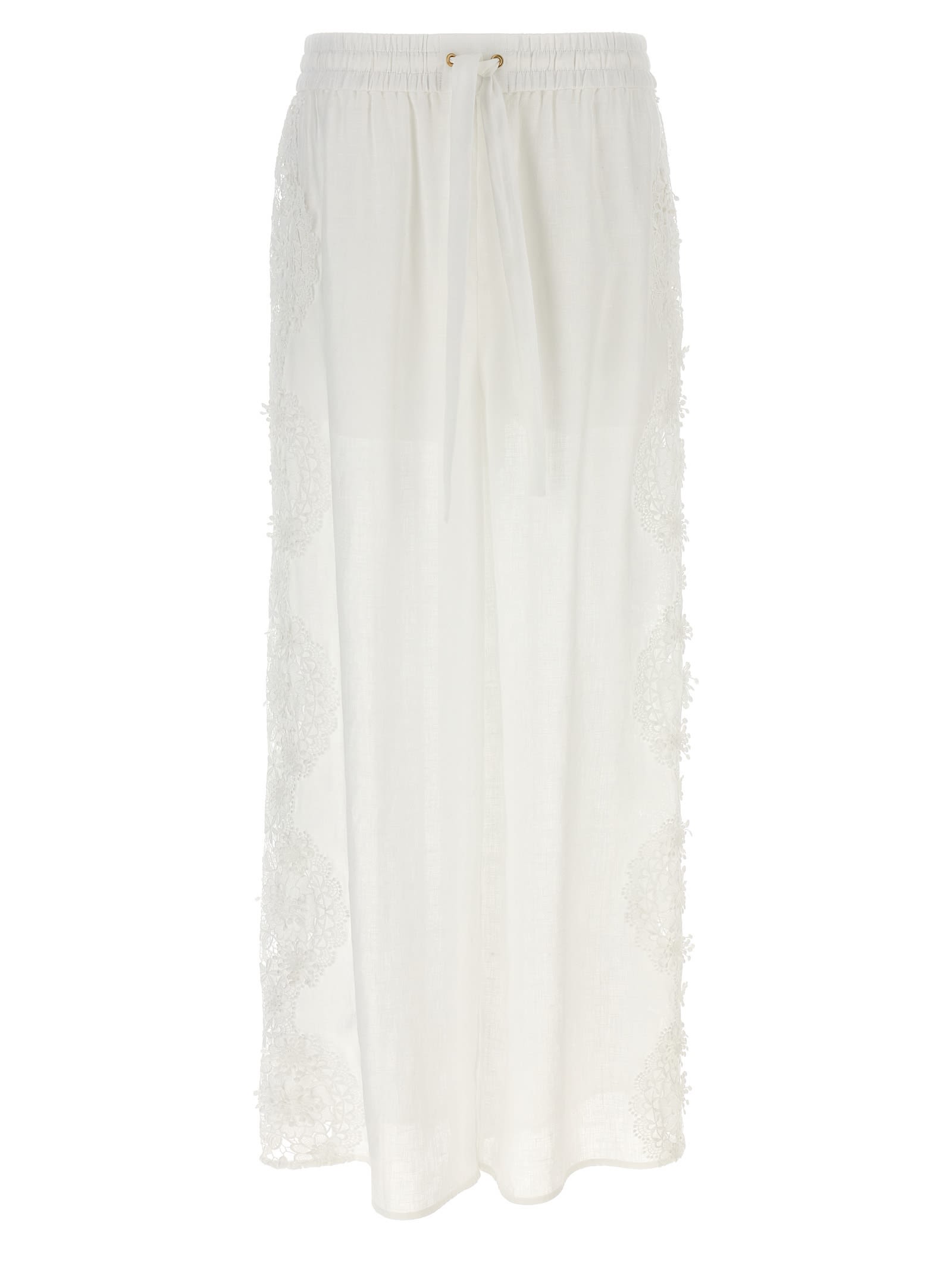 Shop Zimmermann Halliday Lace Flower Pants In White