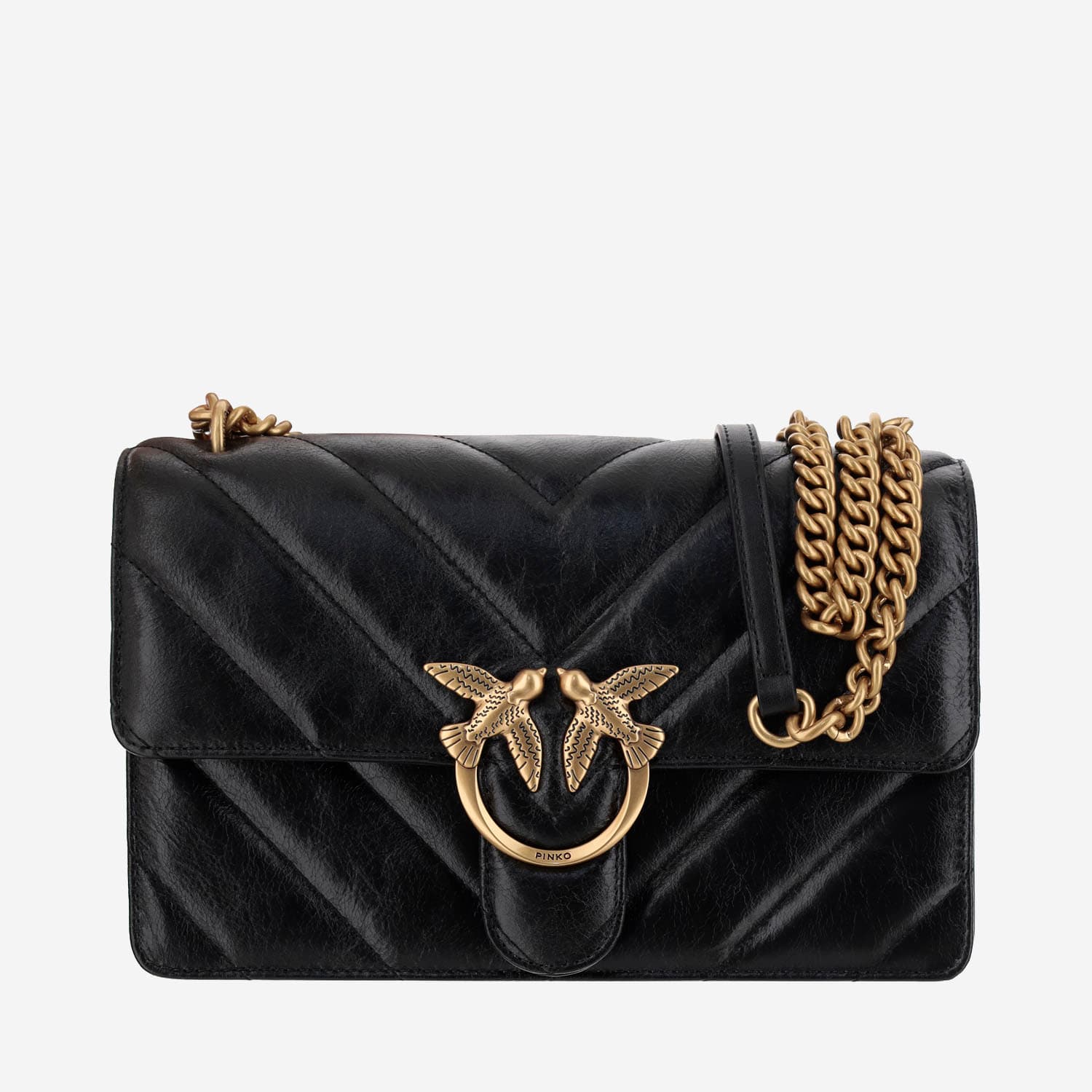 Shop Pinko Love One Classic Shoulder Bag In Black