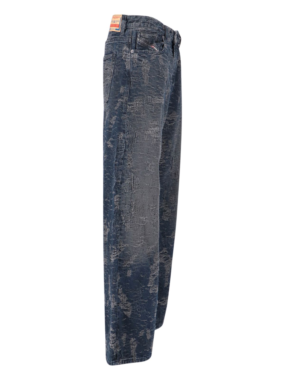 Diesel Wide-leg Trousers Distressed Texture In Blue