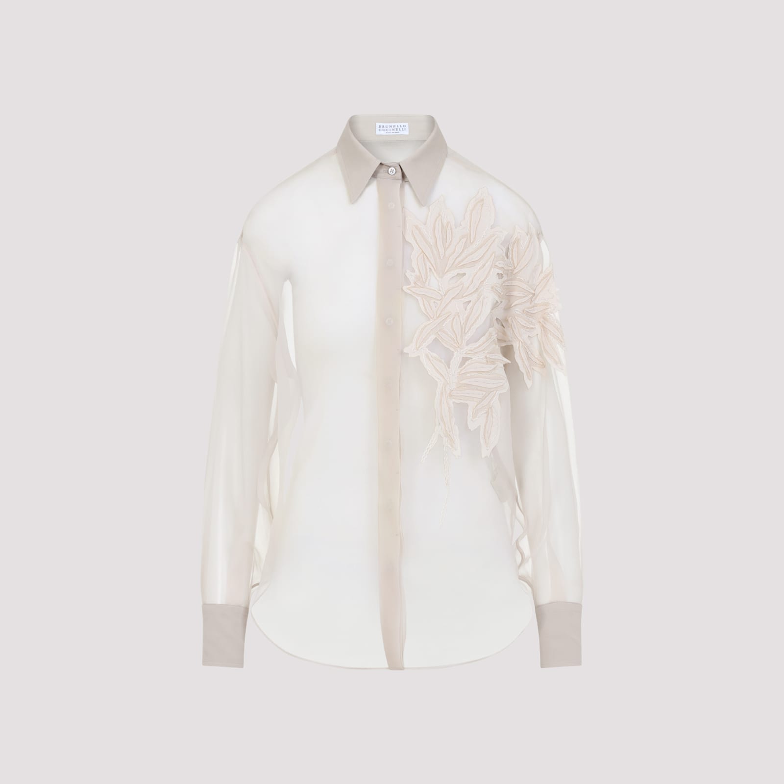 BRUNELLO CUCINELLI ORGANZA EMBROIDERED SHIRT