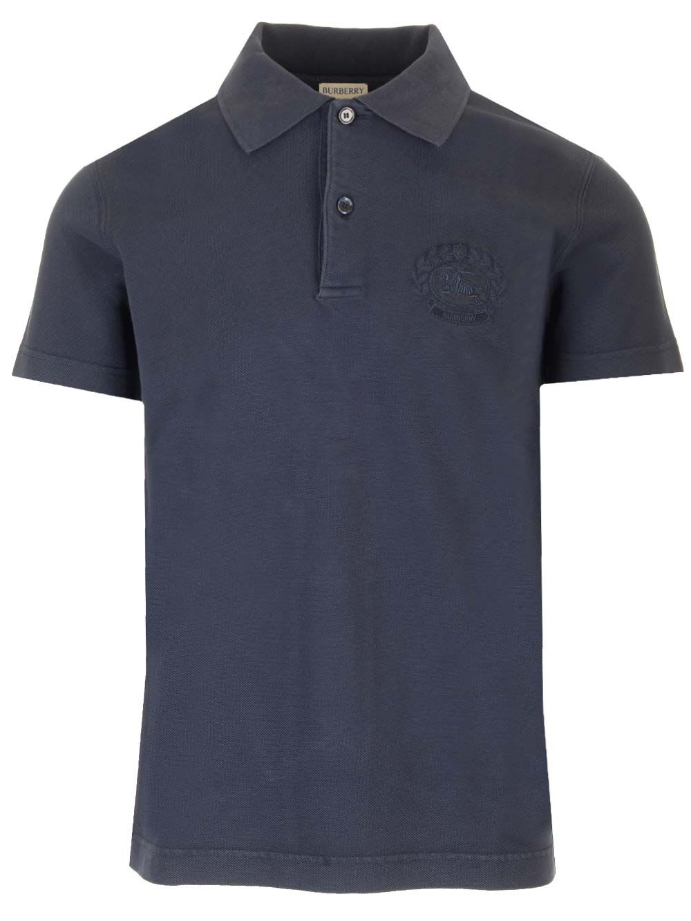 Shop Burberry Ekd Polo Shirt In Blue