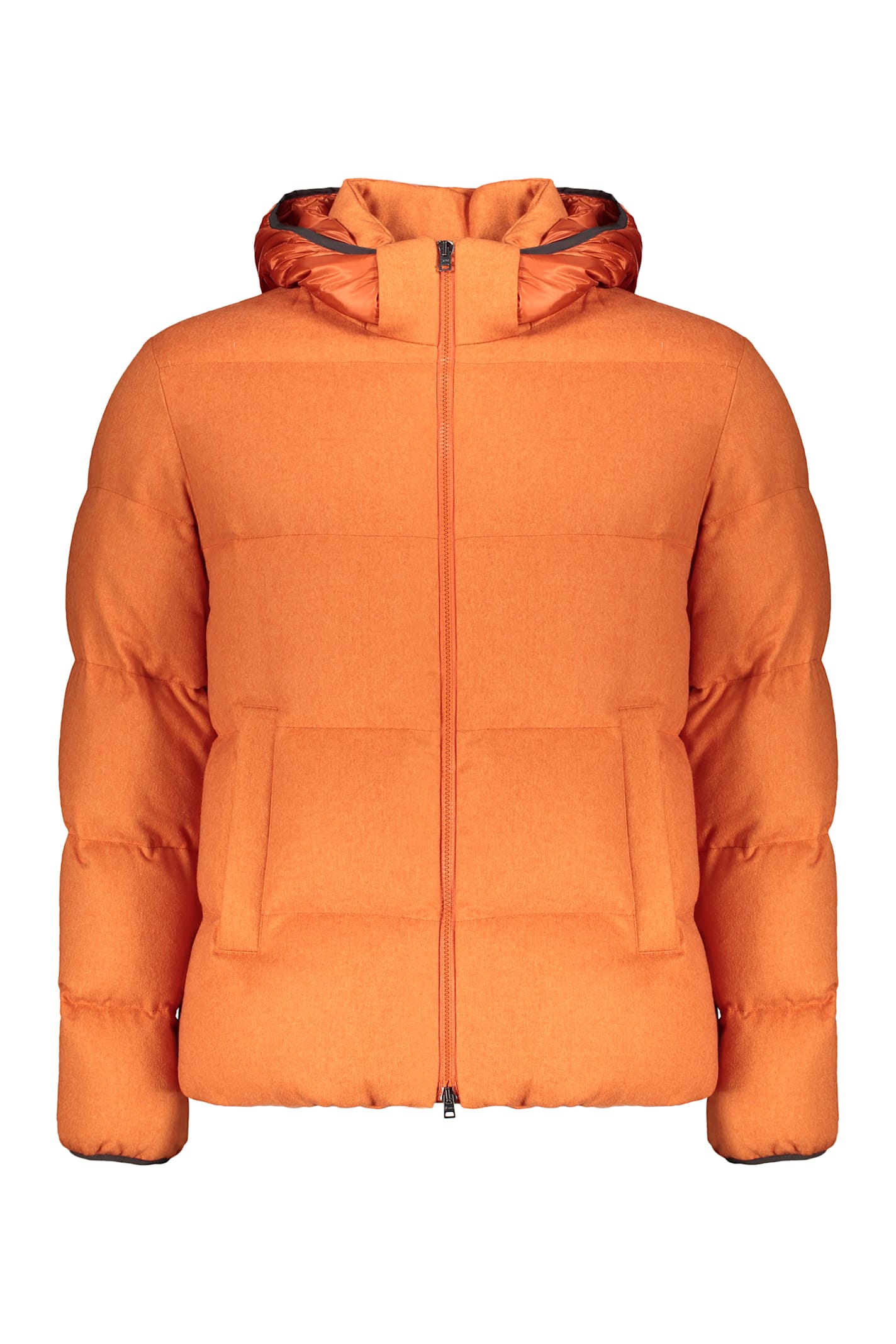 Herno Long-sleeved Down Jacket In Orange
