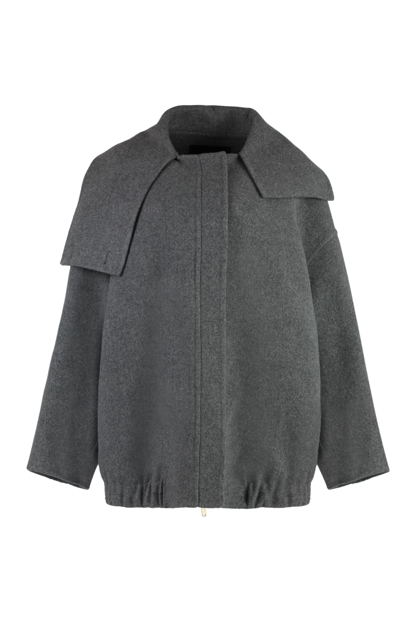 Shop Fabiana Filippi Oversize Virgin Wool Bomber Jacket In Grey