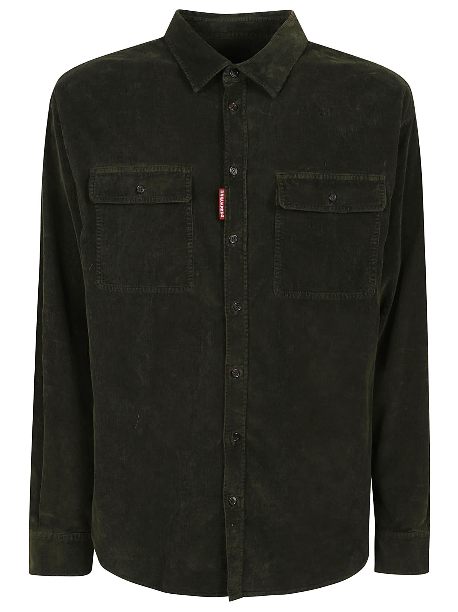 Shop Dsquared2 Corduroy Shirt In Fir Green