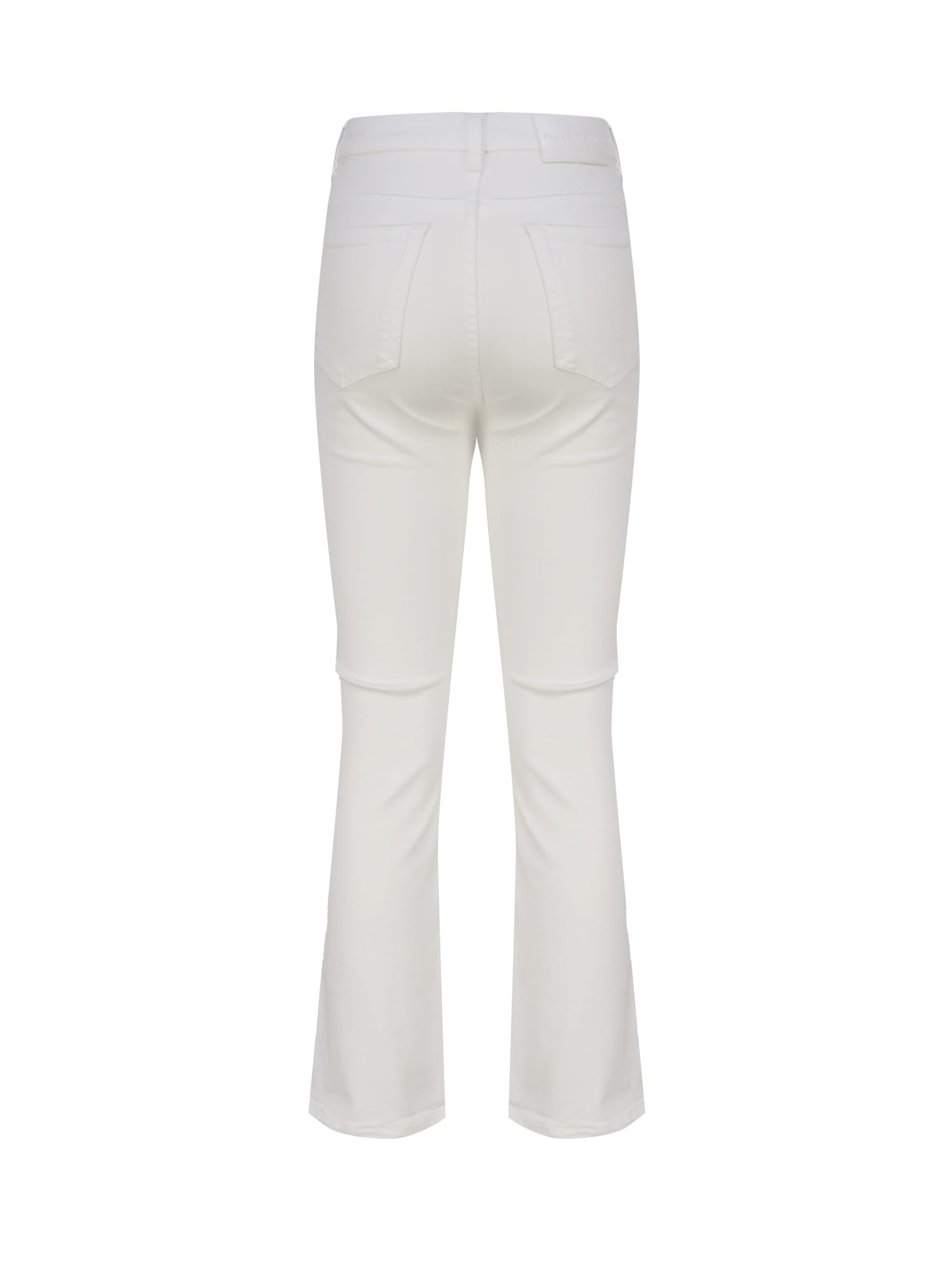 Shop Pinko Cotton Bootcut Trousers In White