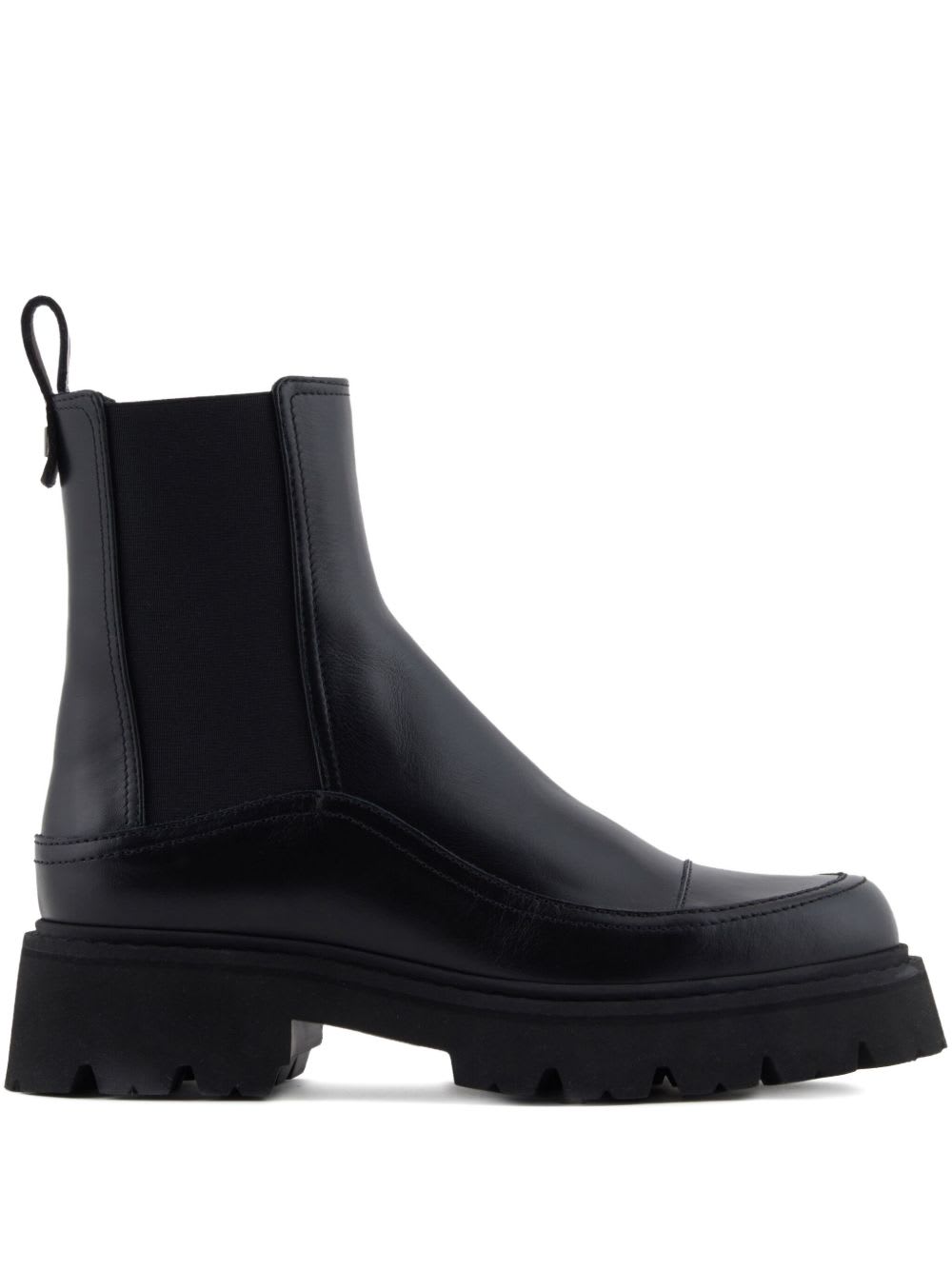 Emporio Armani Leather Beatles Boots In Black