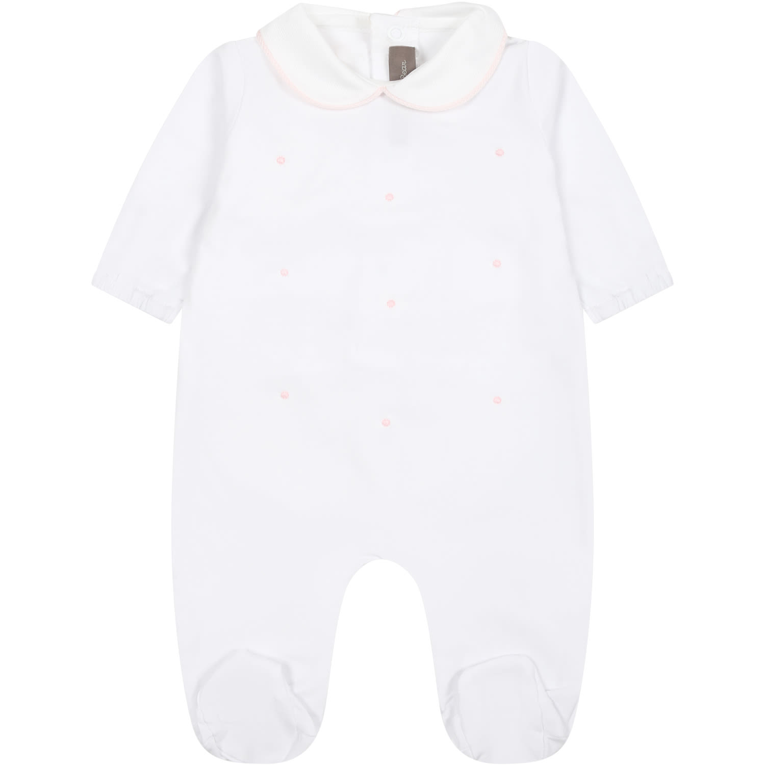 Shop Little Bear White Babygrown For Baby Girl With Polka Dots