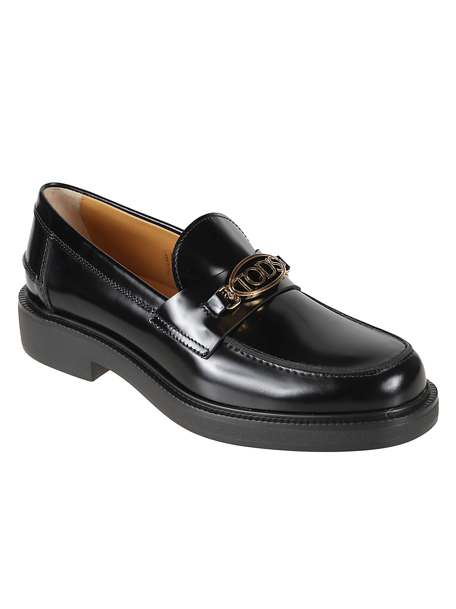 Shop Tod's Logo Loafers In Black