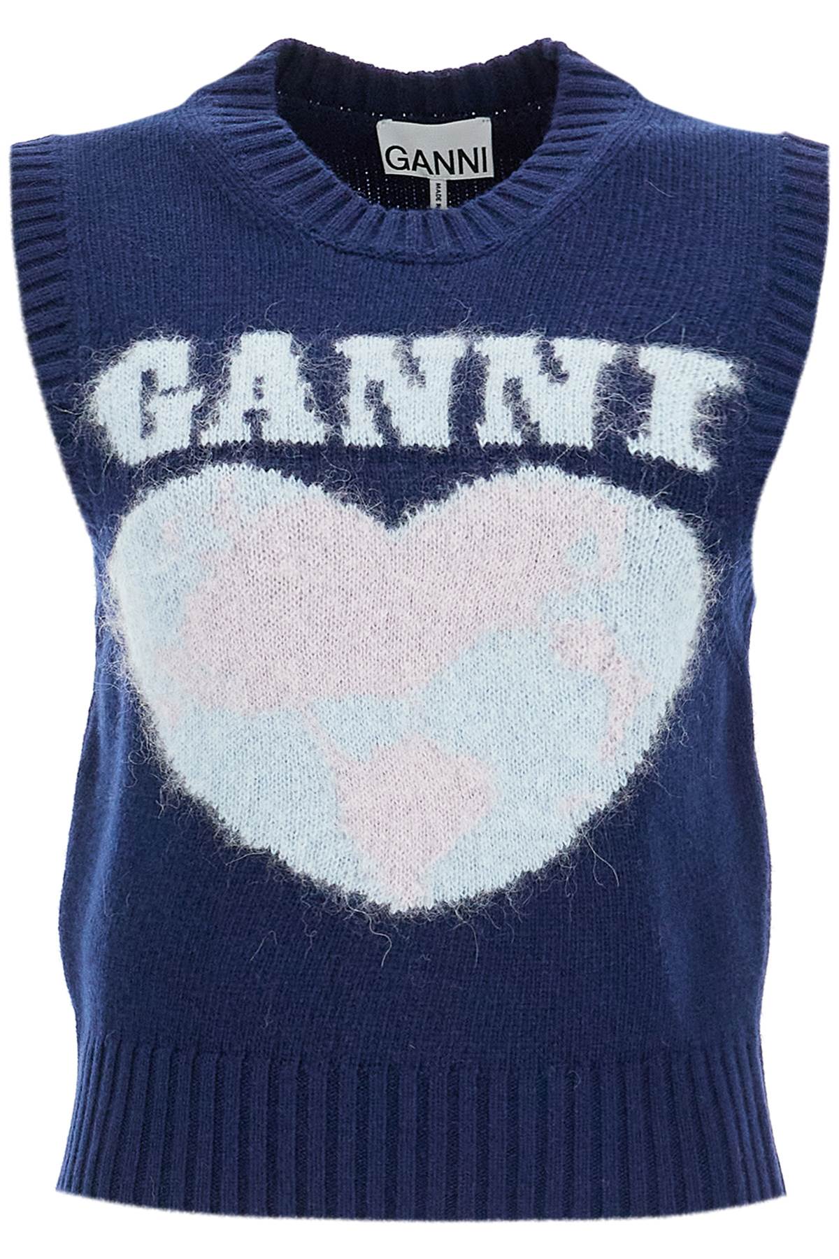 Shop Ganni Knitted Jacquard Patterned In Blue