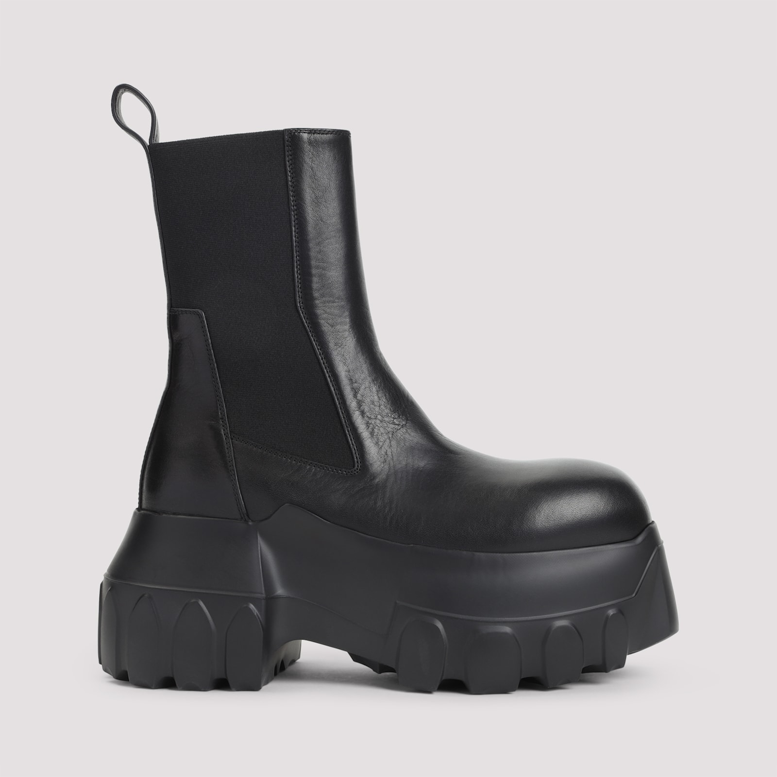 Rick Owens Beatle Mega Tractor Black Calf Leather Boots In Black
