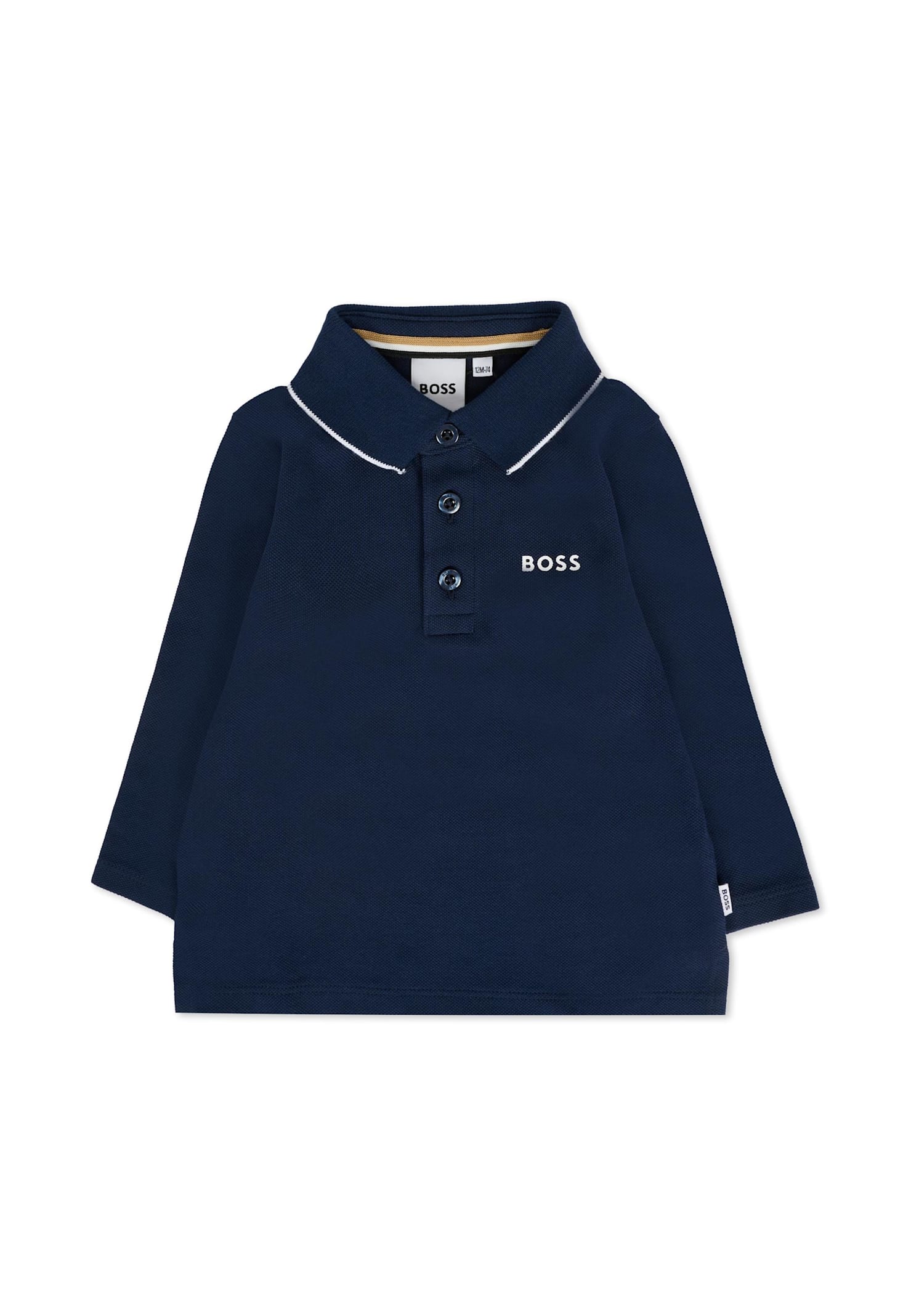 Hugo Boss Blue Polo Shirt For Baby Boy With Logo In Black