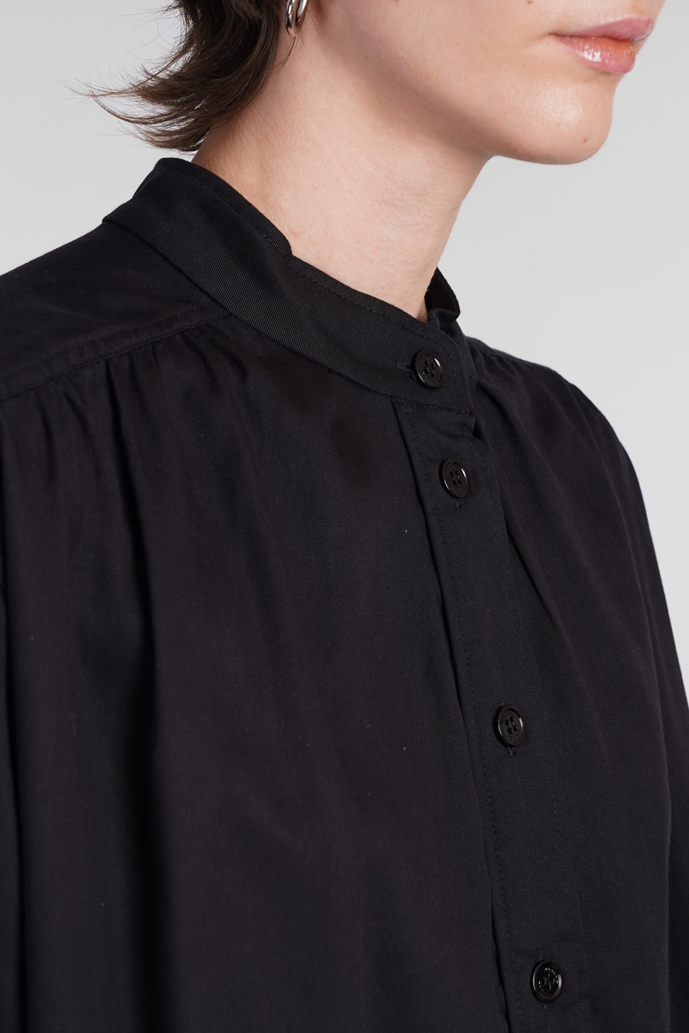 Isabel Marant Étoile Violeta Shirt In Black Wool And Polyester In Bk