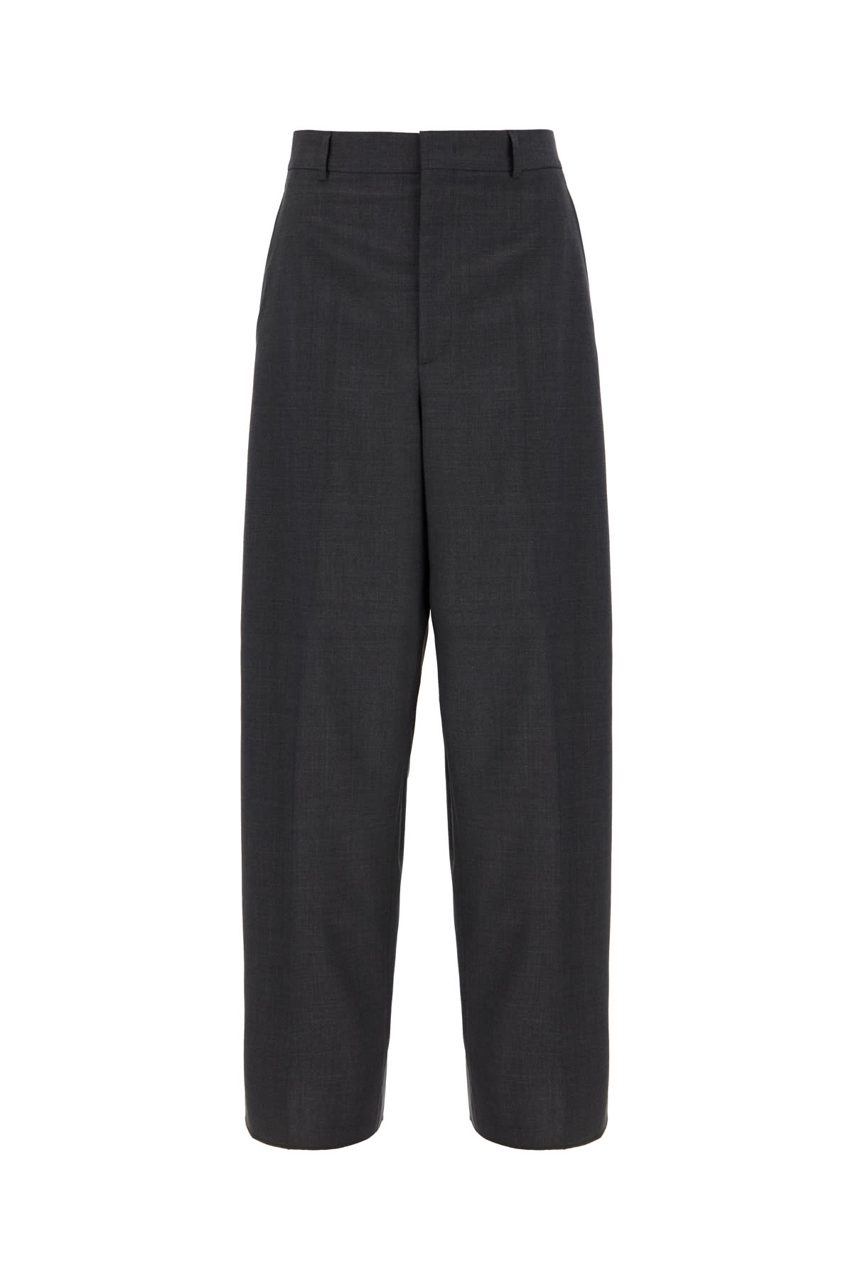 Shop Valentino Dark Grey Wool Pants In Grigio Melange