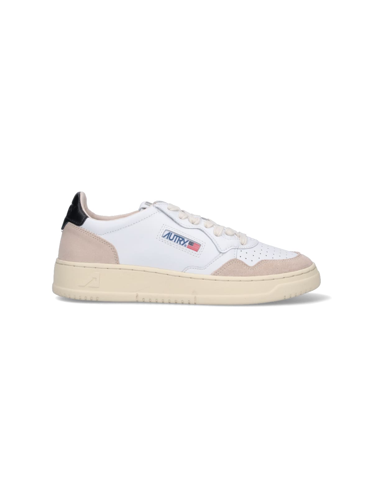 Shop Autry Low Medalist Sneakers In Leat Suede Wht Blk