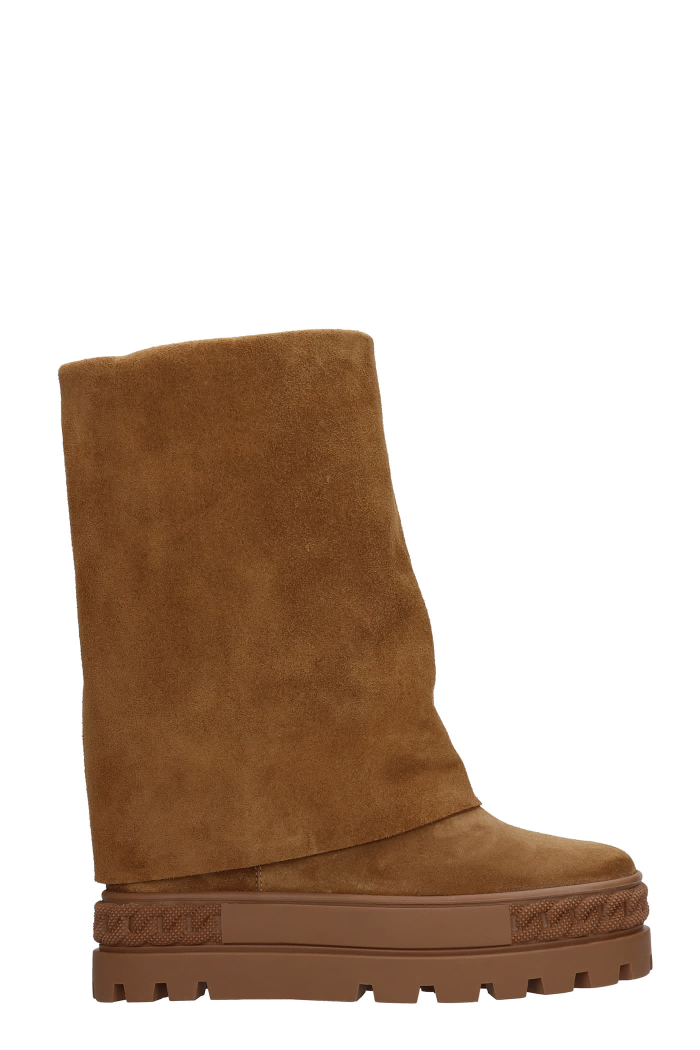 Casadei Low Heels Boots In Leather Color Suede