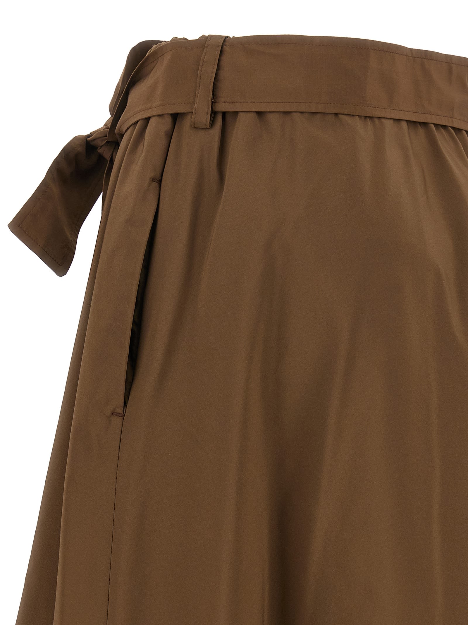 Weekend Max Mara Max Mara Weekend Pure Cotton Poplin Midi Skirt In Brown