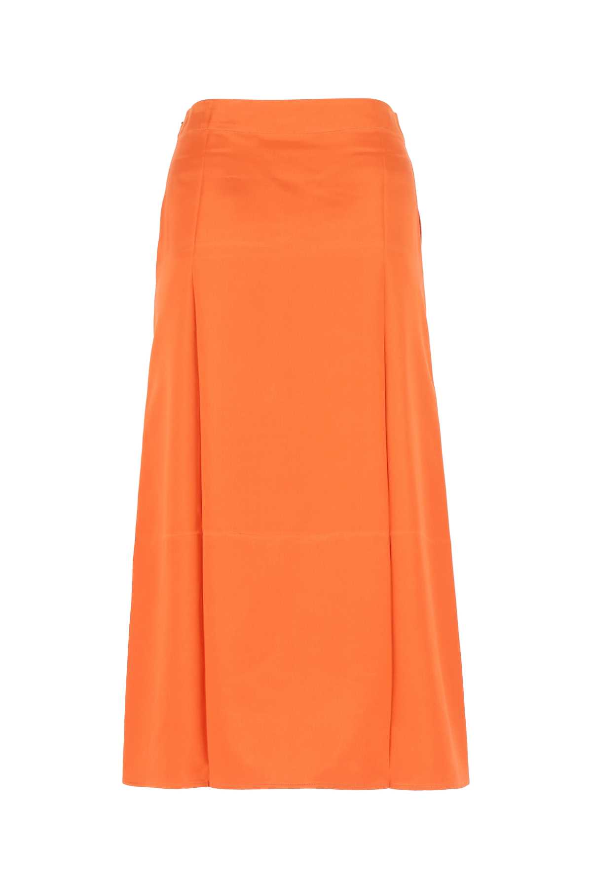 Shop Loewe Orange Satin Skirt In Brightorange