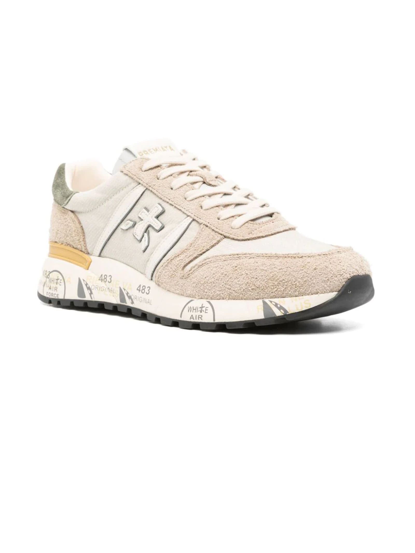 Shop Premiata Beige Lander Sneakers