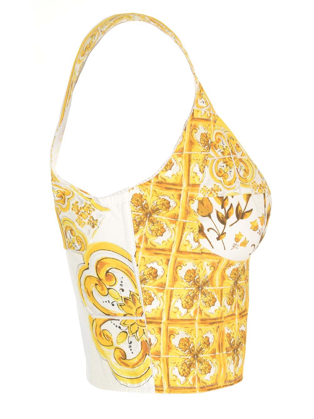 Shop Dolce & Gabbana Bustier Top In Yellow