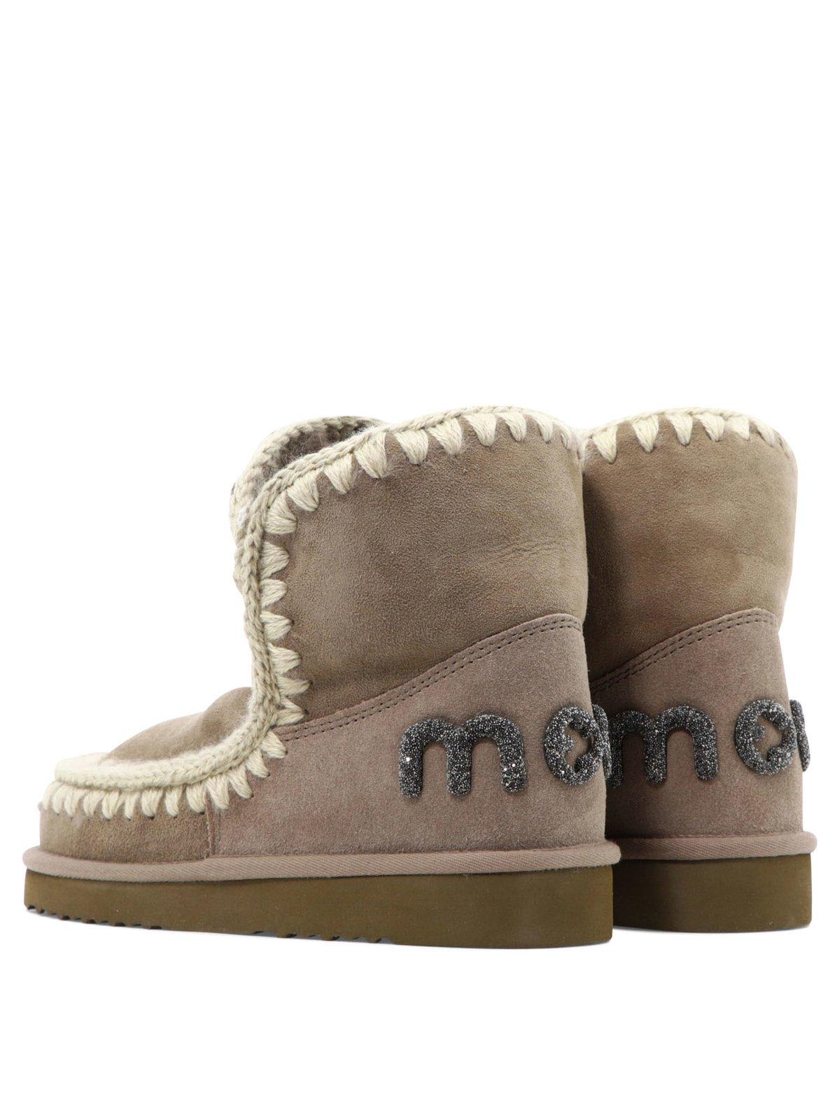 Shop Mou Eskimo 18 Contrast Stitched Ankle Boots In Marrone