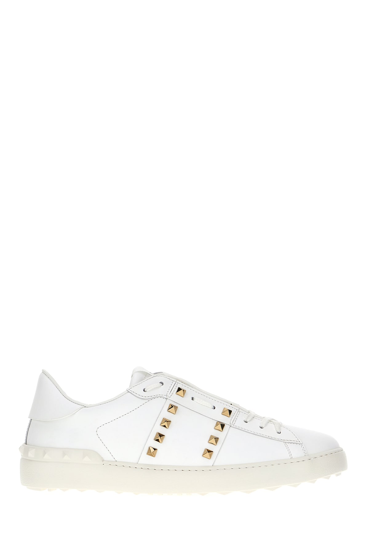 VALENTINO GARAVANI WHITE LEATHER ROCKSTUD SNEAKERS 