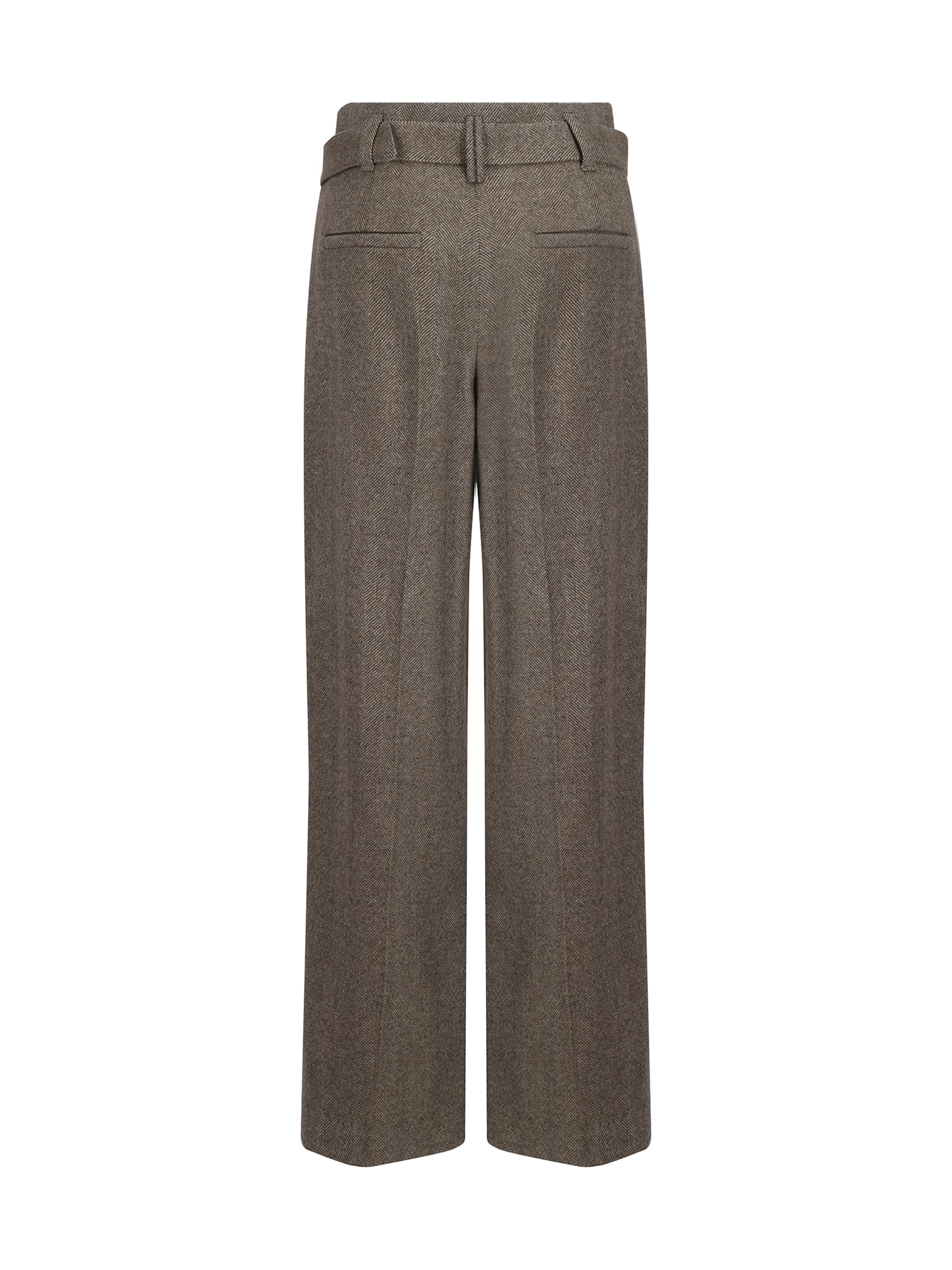 Brunello Cucinelli Chevron Pants In Brown/panama