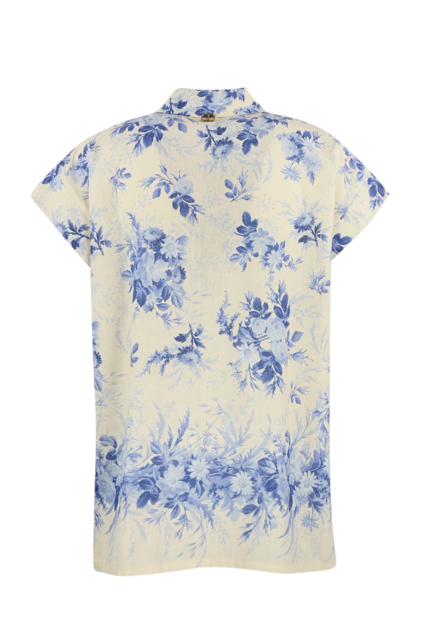 Shop Twinset Floral Print Linen Blend Shirt In St.toile De Jouy