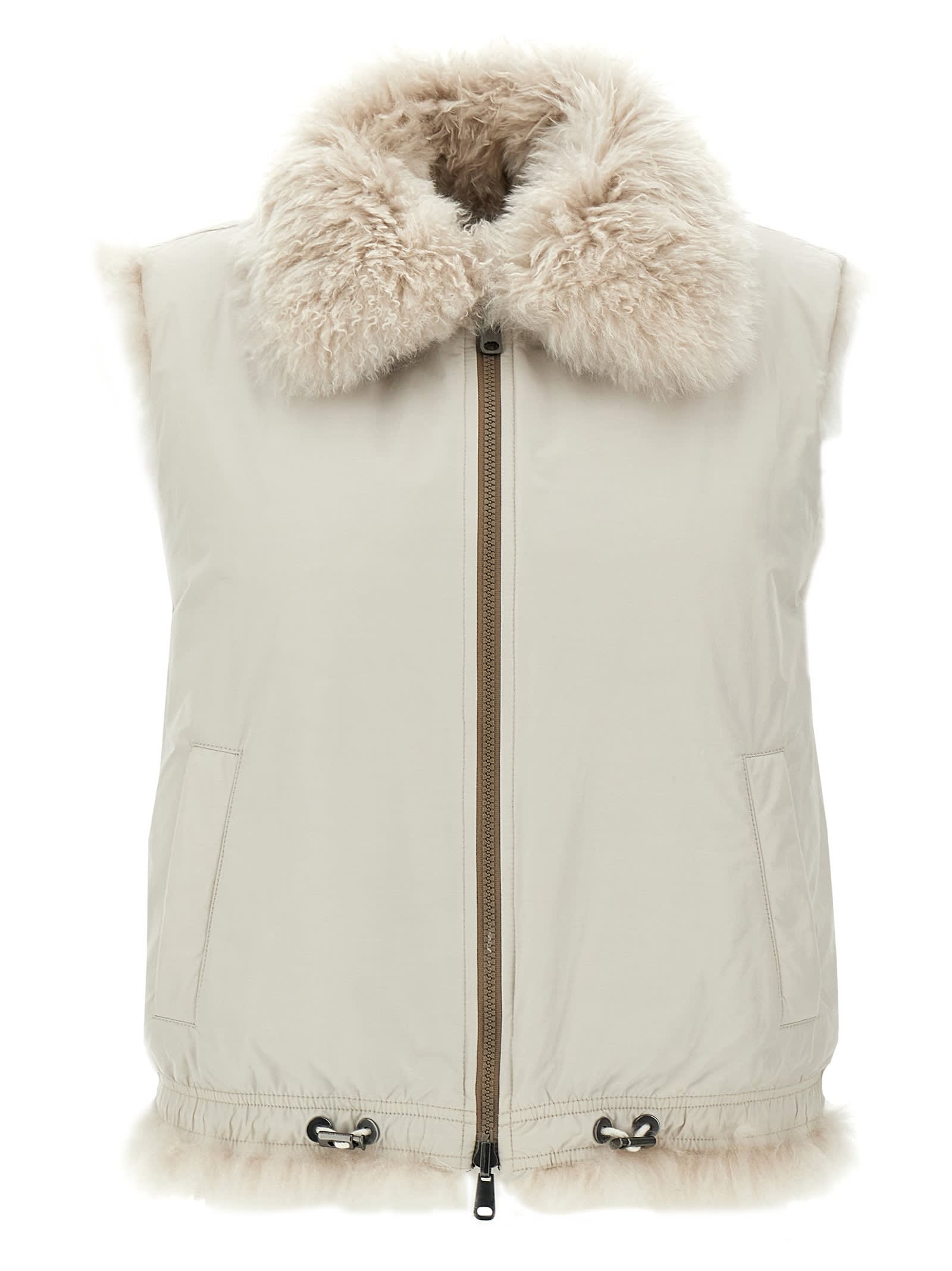 Shop Brunello Cucinelli Reversible Vest In Beige