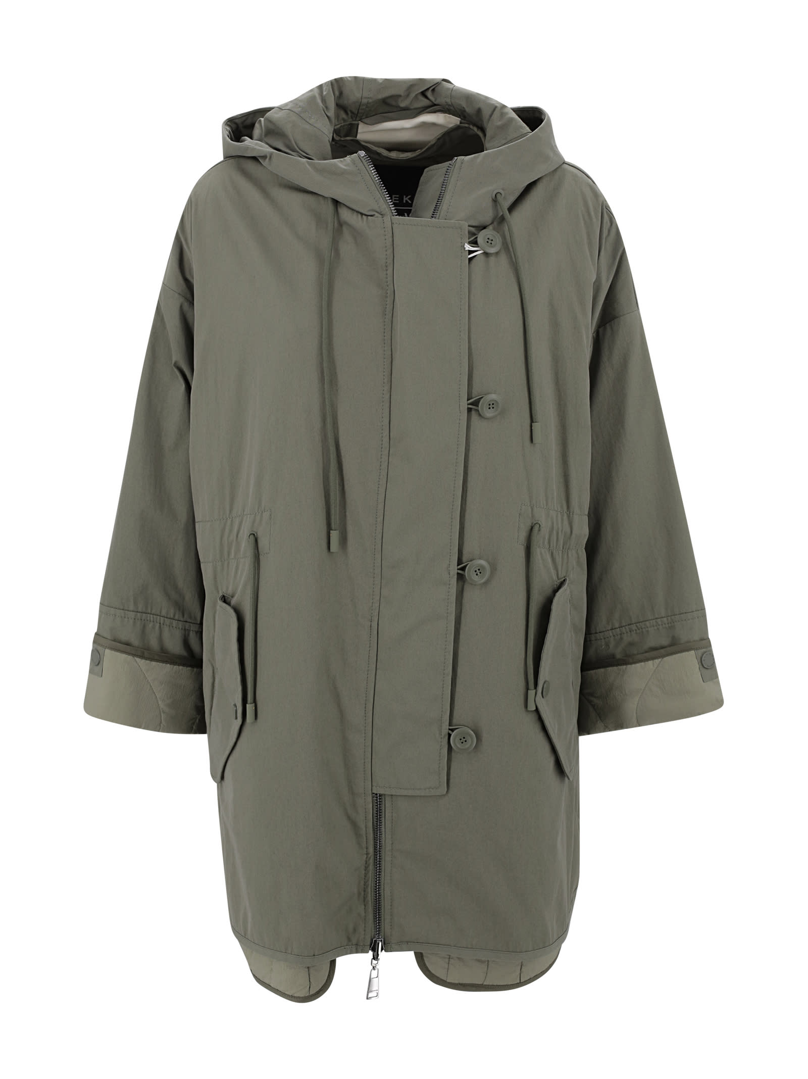 Shop Weekend Max Mara Reversible Cotton Drip-proof Parka In Kaki