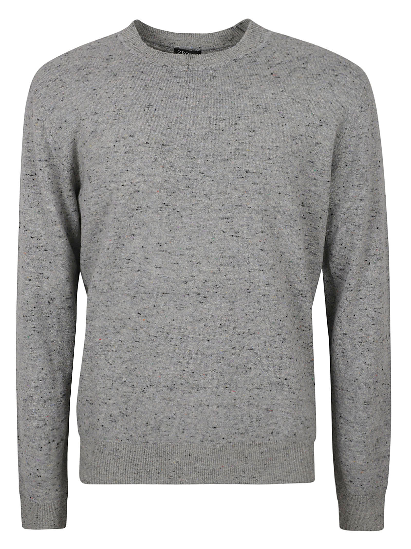 Zegna Crewneck Rib Knit Sweater In Grey