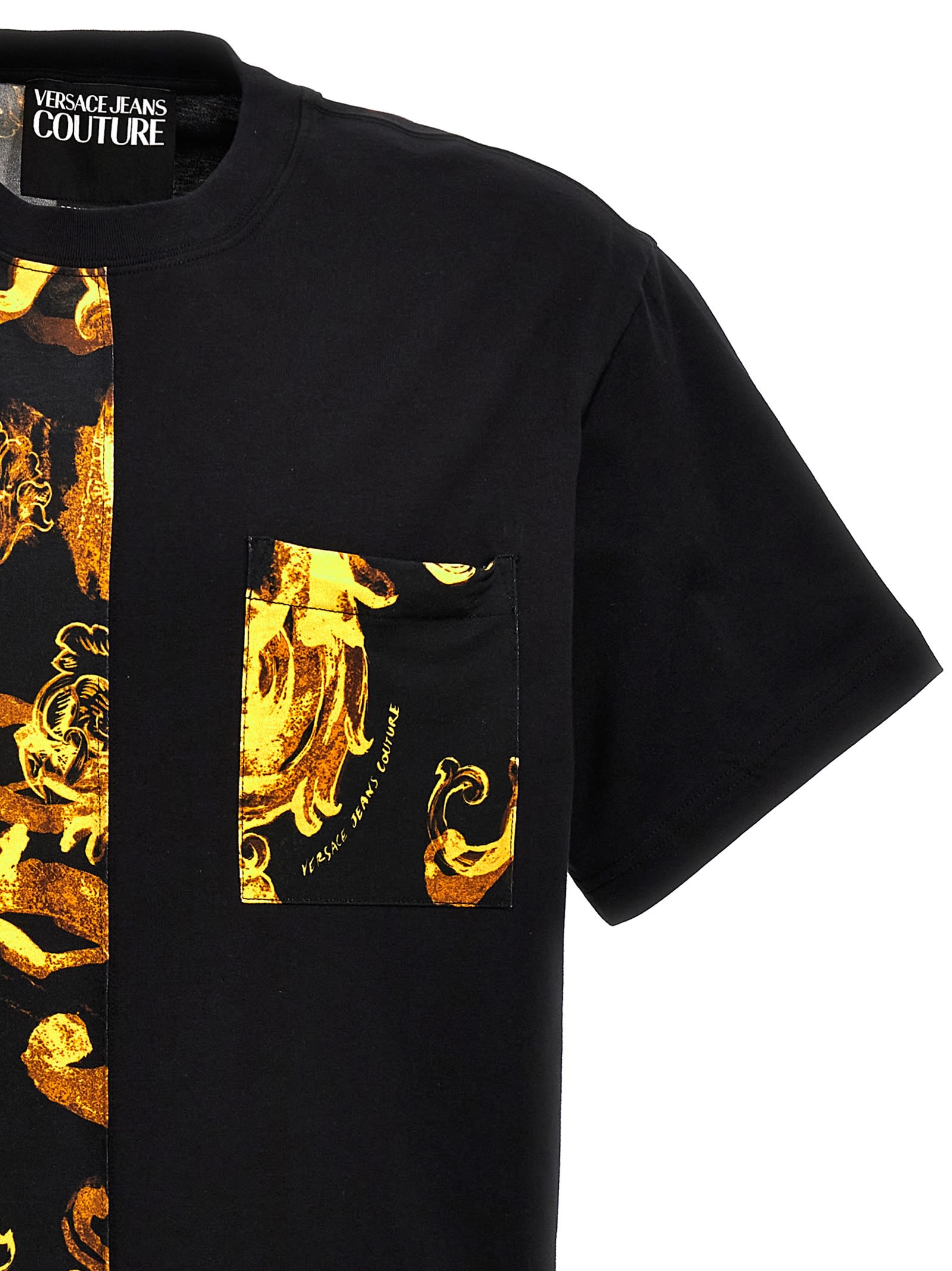 Shop Versace Jeans Couture Contrast Print T-shirt In Black