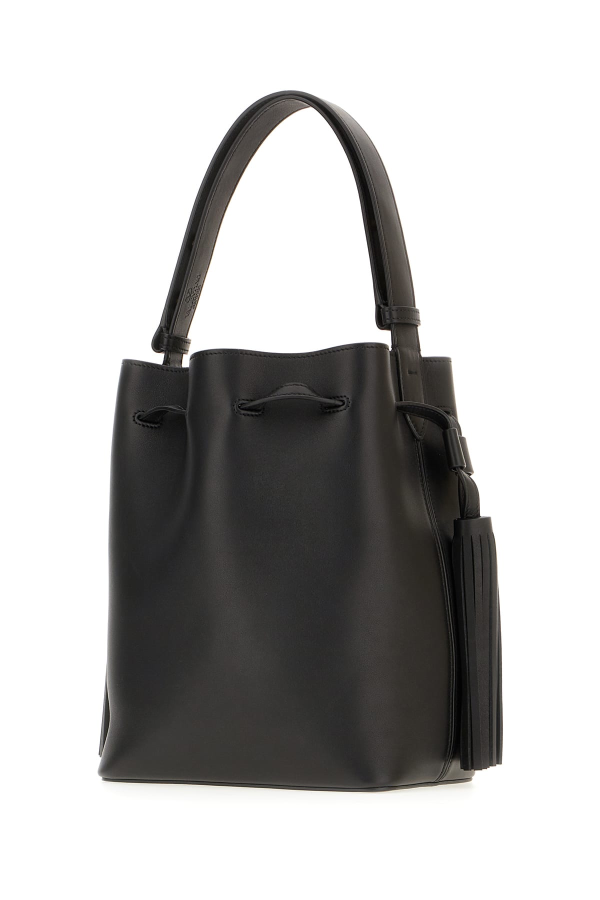 Valentino Black Leather Bucket Bag In Black