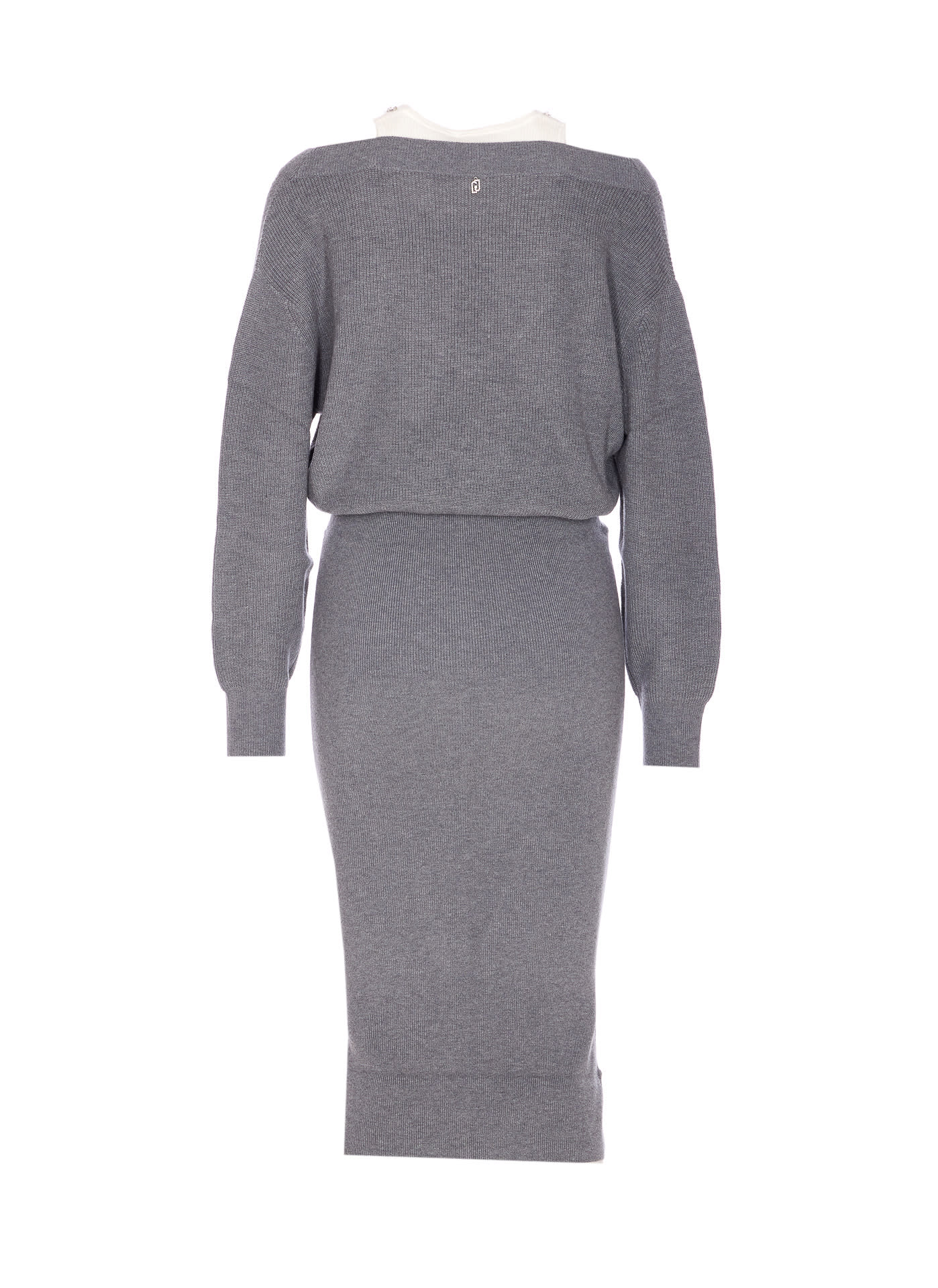 Liu •jo V-neck Knitted Dress In Gray