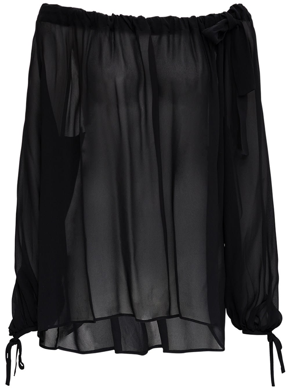 MSGM Flared Viscose Blouse With Bow