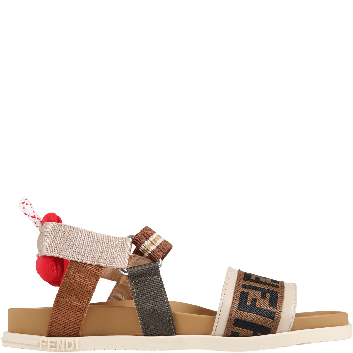Fendi Brown Sandals For Kids With Iconic Black Ff