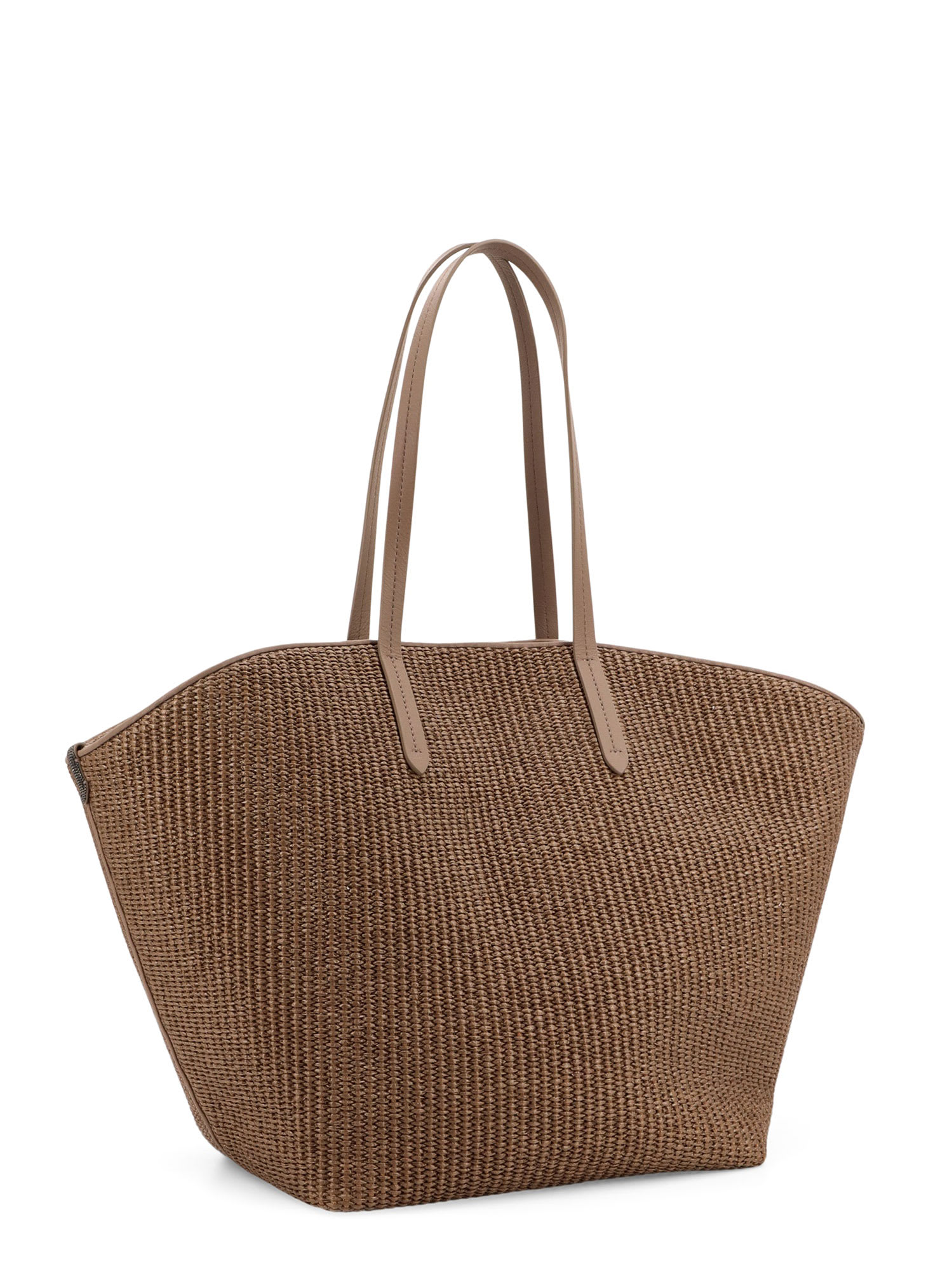 Brunello Cucinelli Braided Rafia Shoulder Bag In Brown