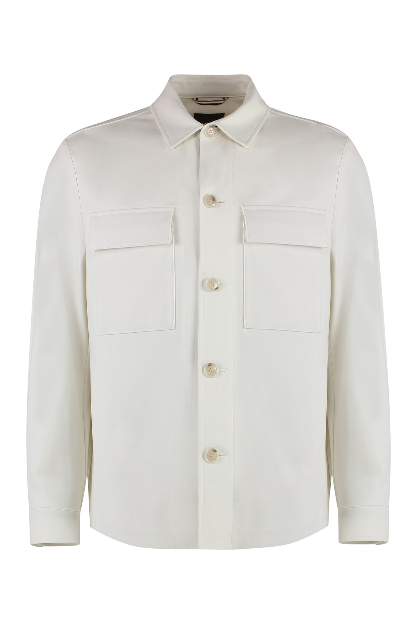 Shop Hugo Boss Viscose Overshirt In White