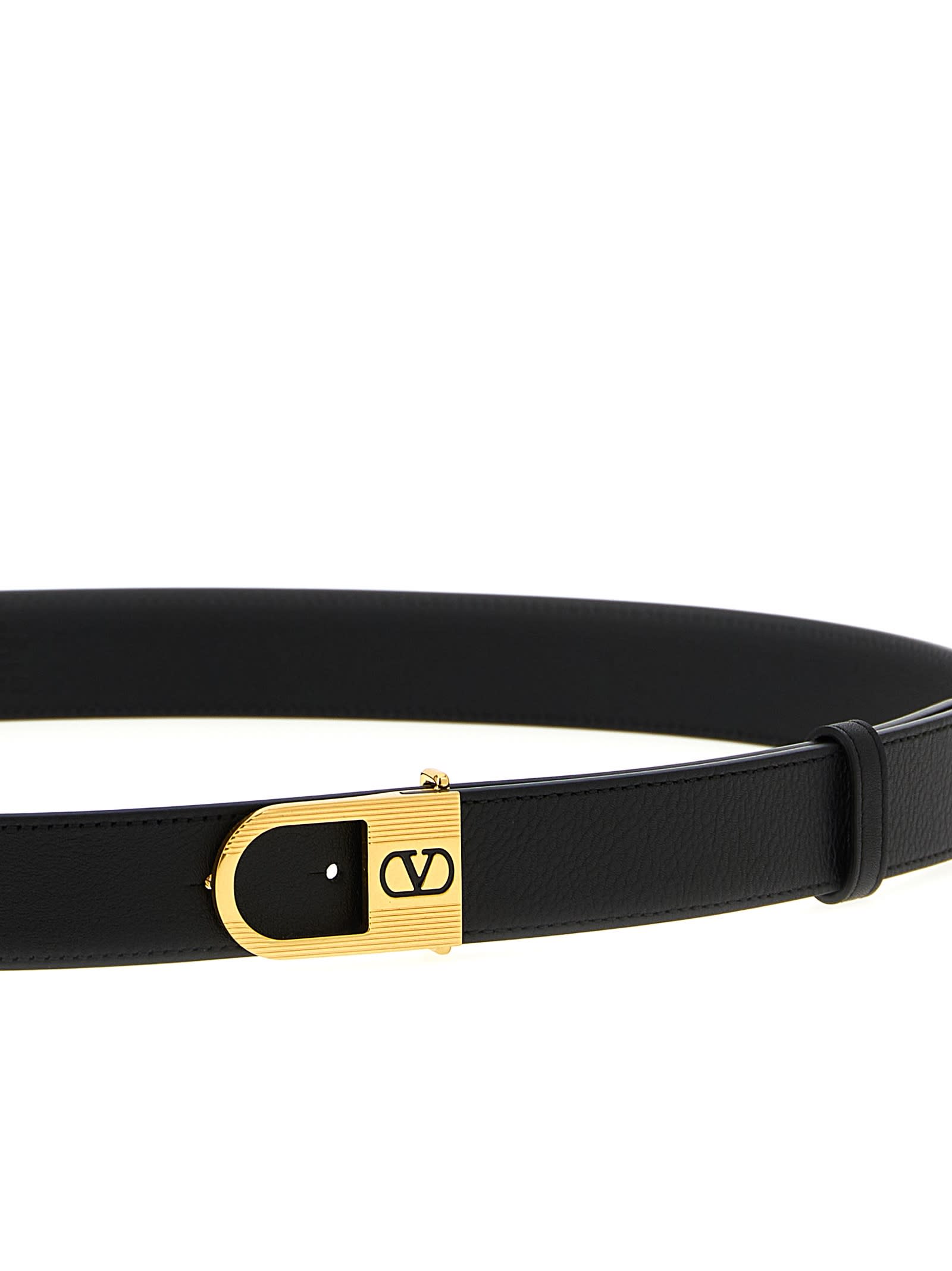 Valentino Enamelled Vlogo Signature Belt In Black