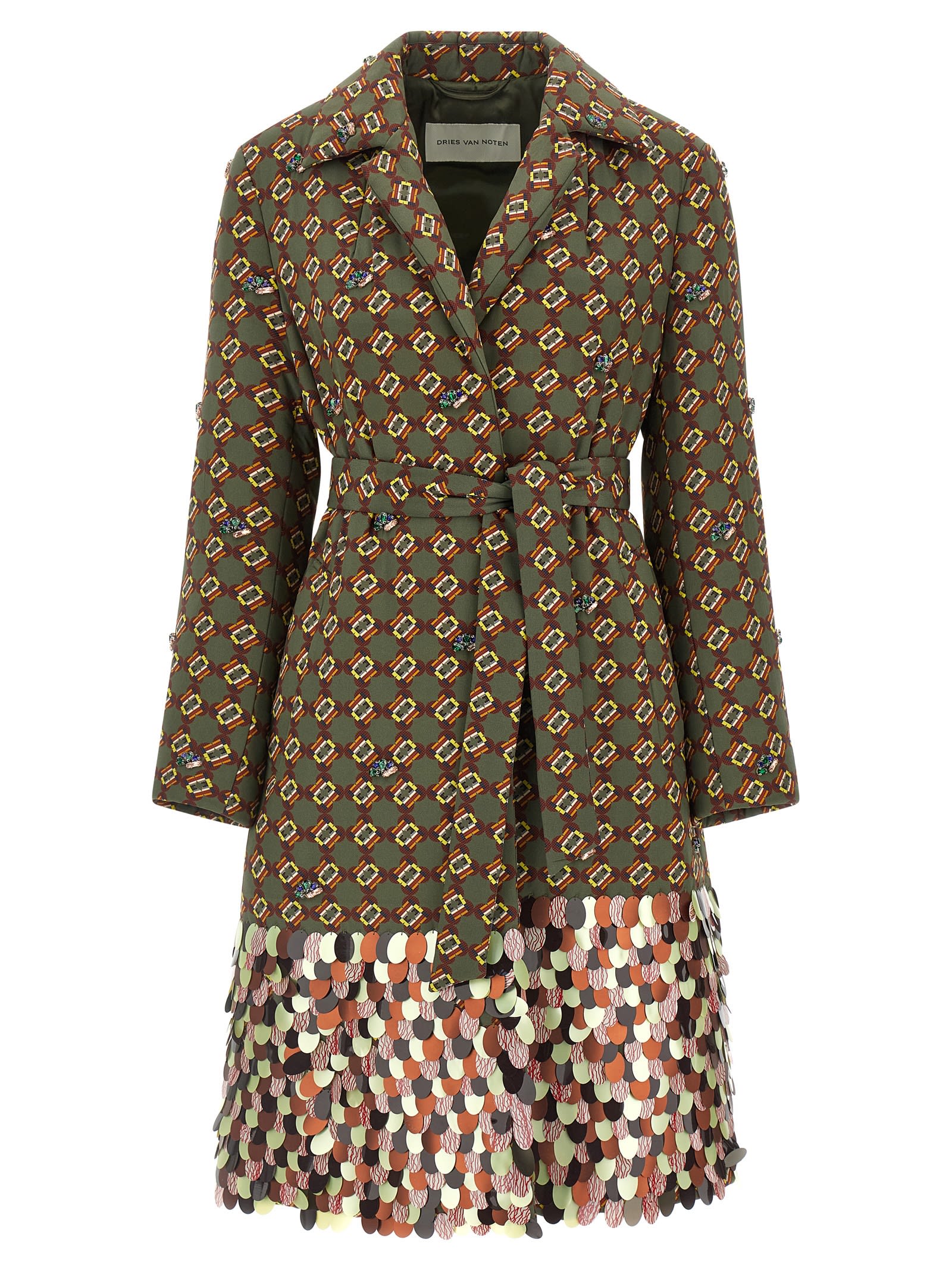 Dries Van Noten Long-sleeved Coat In Green