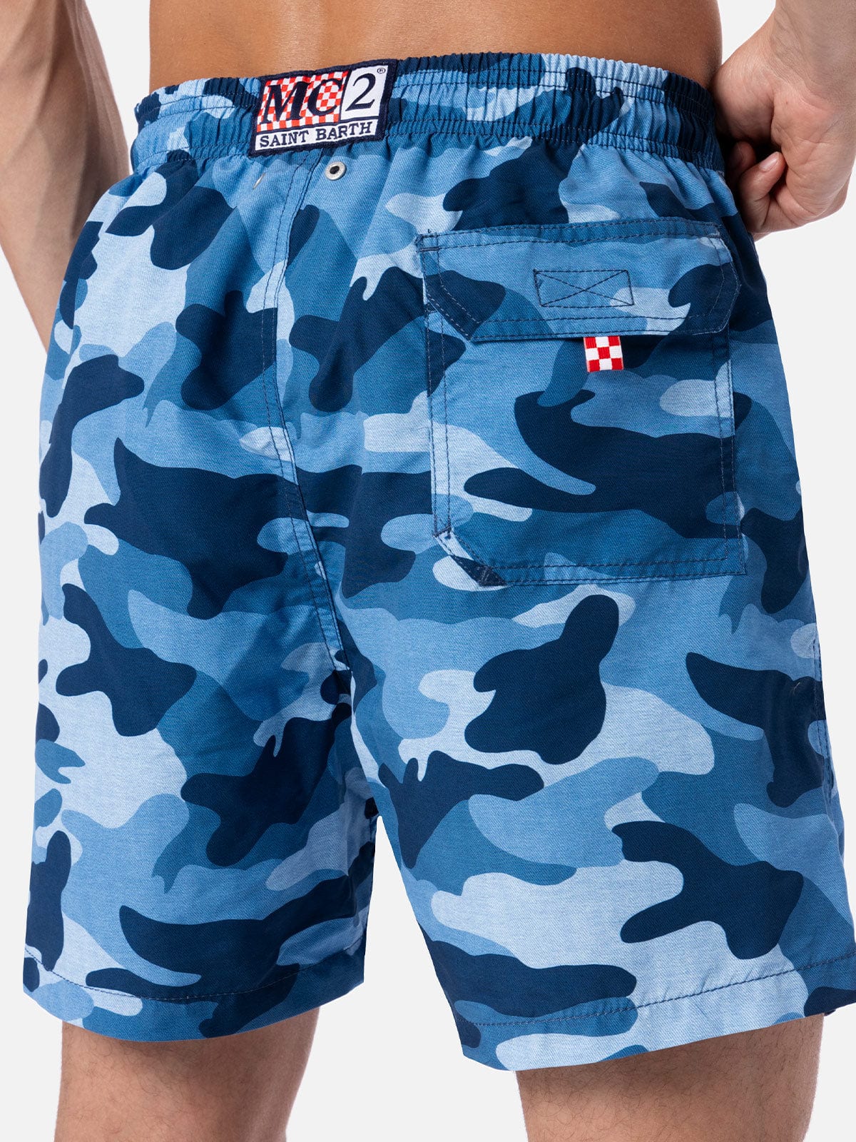 MC2 SAINT BARTH MAN MID-LENGTH GUSTAVIA SWIM-SHORTS WITH CAMOUFLAGE PRINT