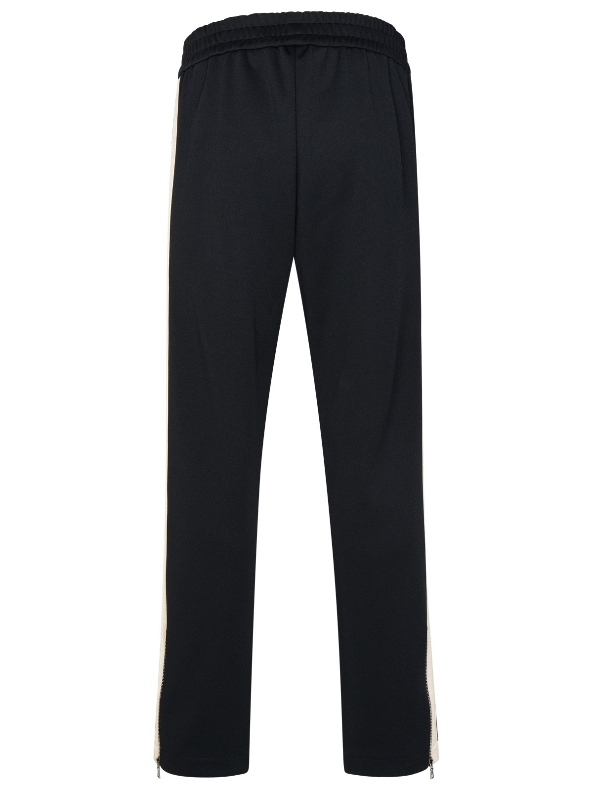 Shop Palm Angels Black Polyester Track Pants In Nero/off White