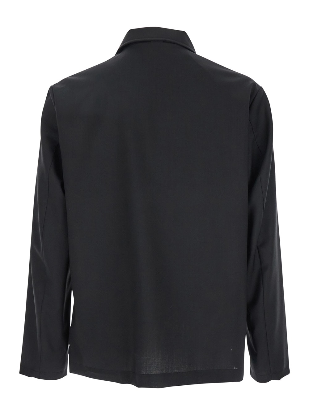 Low Brand Black Jacket With Classic Collar And Patch Pockets On The Front In Black