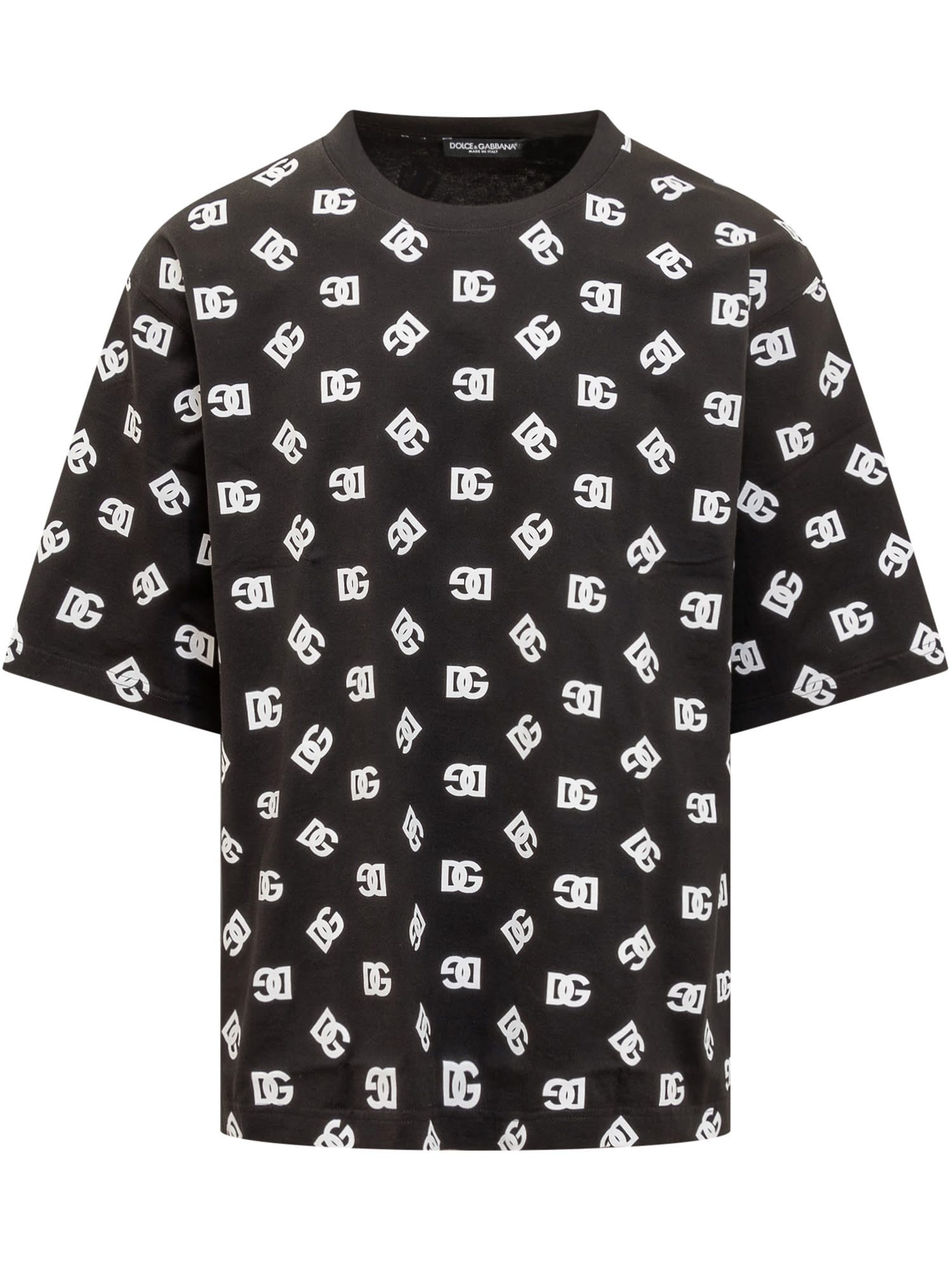 Shop Dolce & Gabbana Dg Monogram T-shirt In Nero