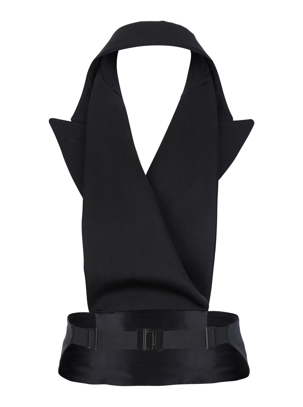 Shop Dolce & Gabbana Black Double-breasted Vest With Rear Cut-out In Silk And Wool Woman