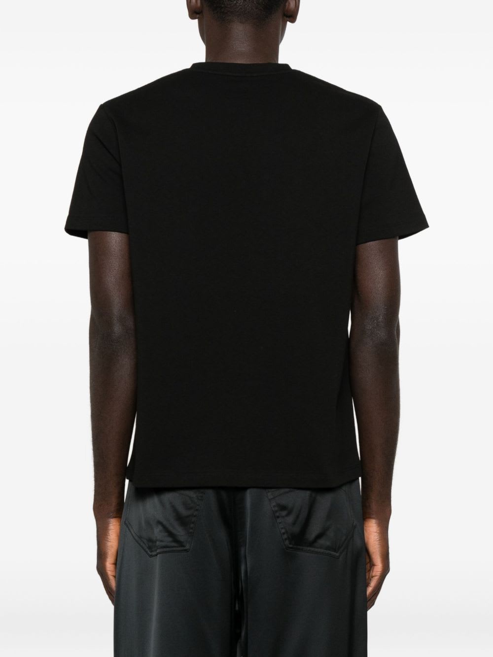 Saint Laurent Cassandre Embroidery Cotton T-shirt In Black