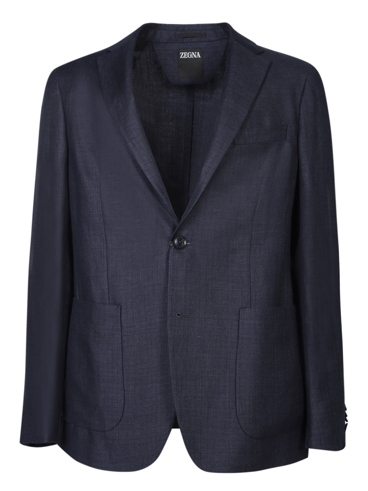 Shop Zegna Linen Adn Wool Jacket In Blue