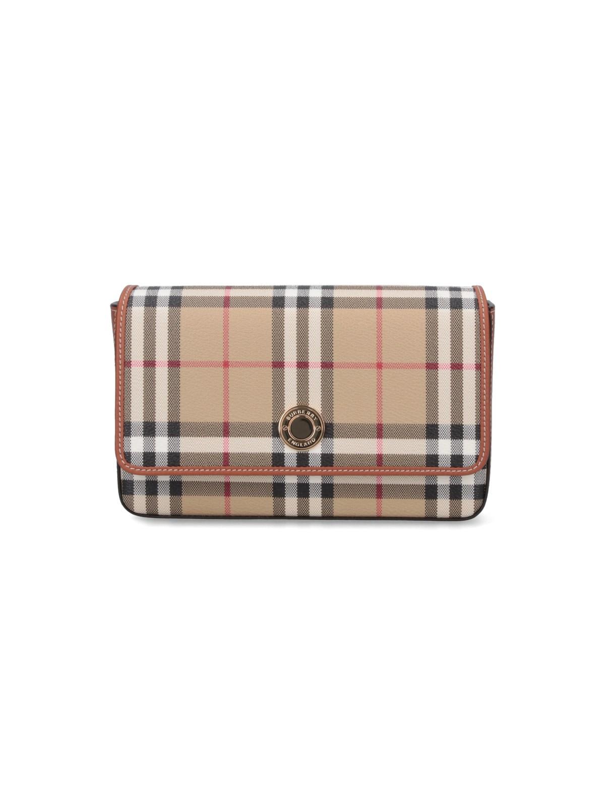 Shop Burberry Check Shoulder Bag In Neutrals/black