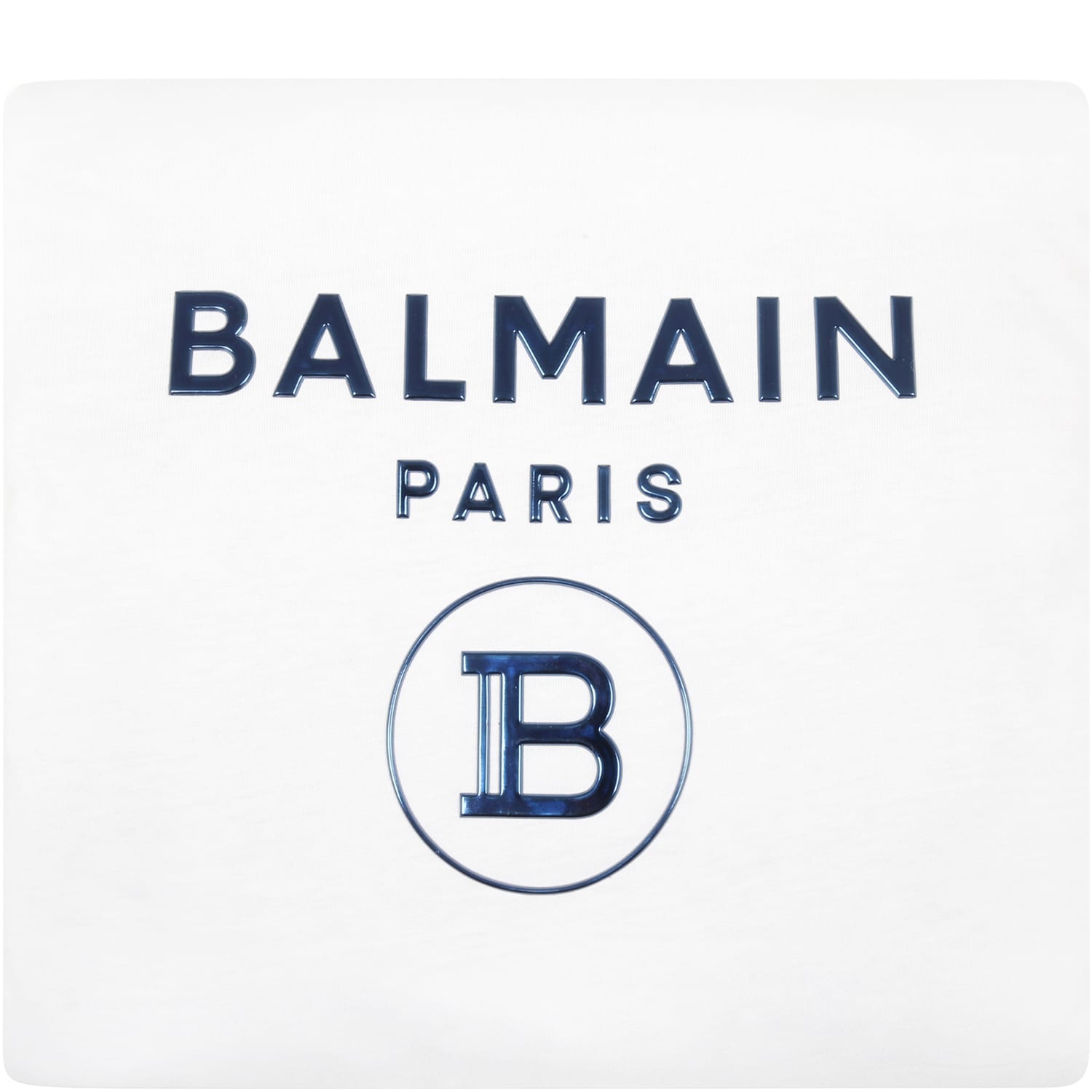 Balmain white blanket for babykids with blue logo