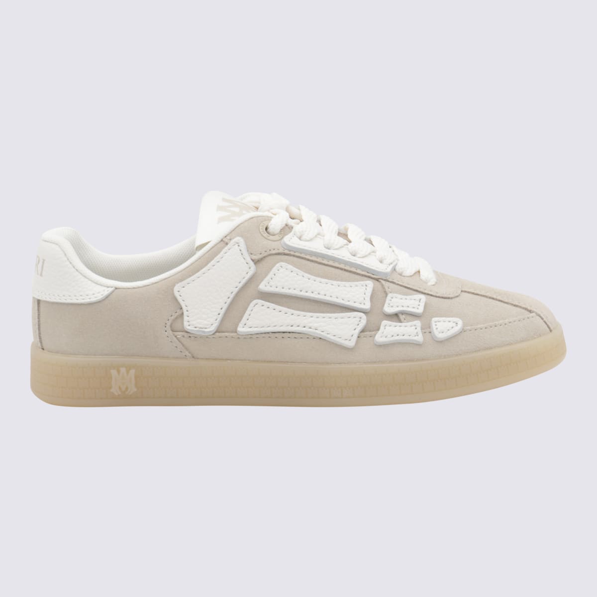 Sand Suede And White Leather Pacifi Bones Sneakers