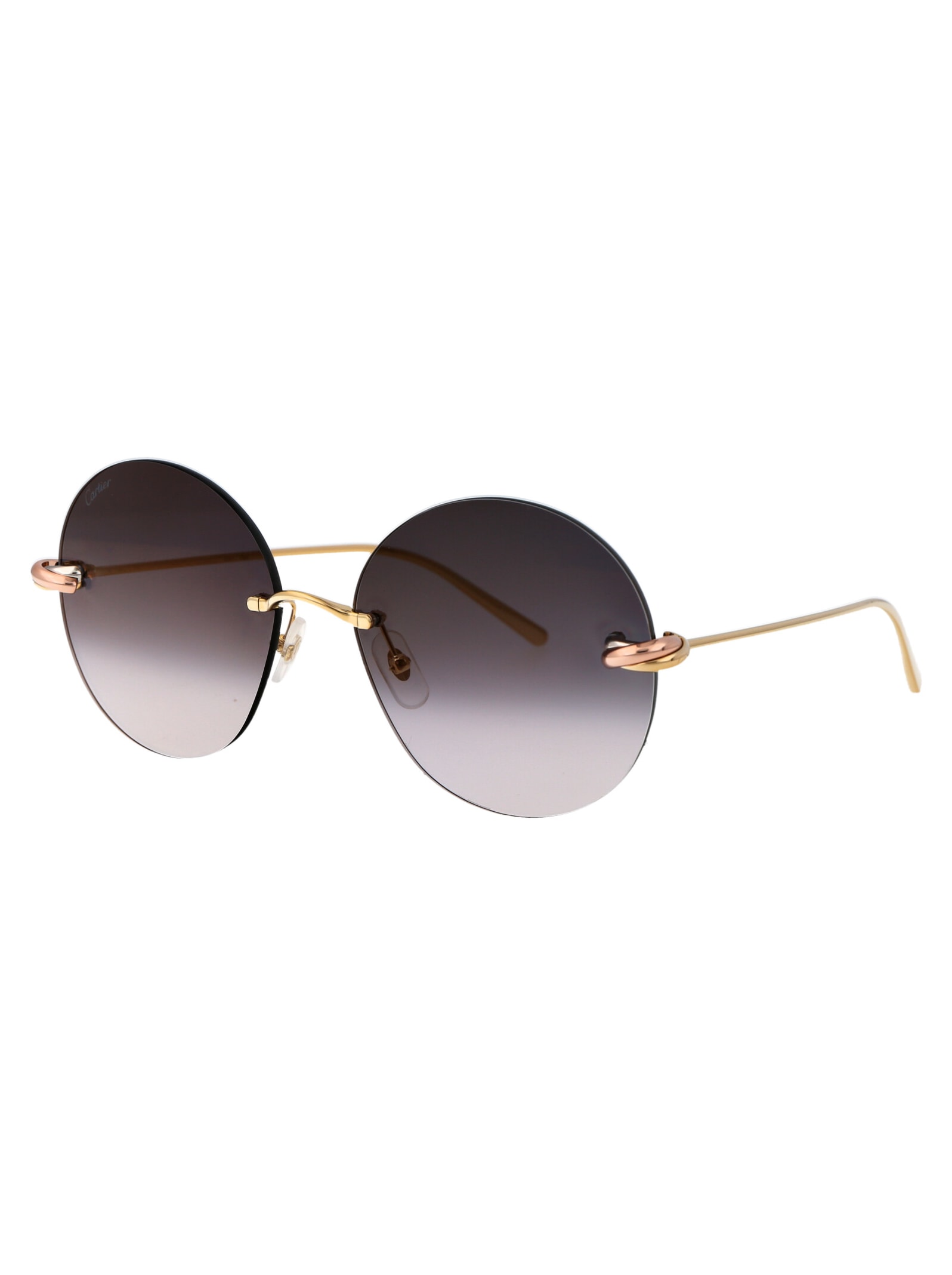 Shop Cartier Ct0475s Sunglasses In 001 Gold Gold Grey